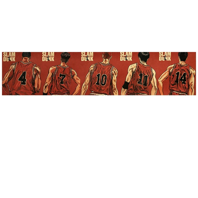 Anime SLAM DUNK Family Photo Of Dunk Expert Kraft Paper Poster Home Decoration Painting Wall Sticker 86x19.5cm