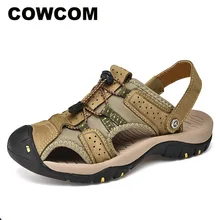 COWCOM/Специальные мужские кожаные сандалии; мужские сандалии ручной работы; Мужская модная пляжная обувь для отдыха; CLK-7580