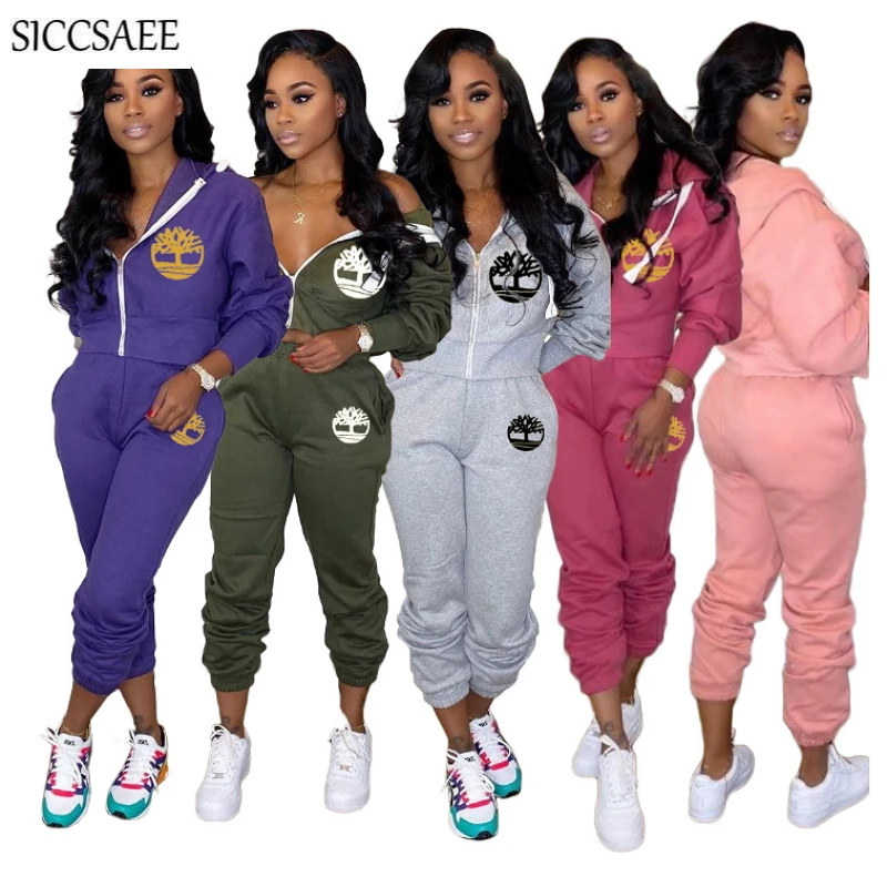 

Embroidery Printed Two Piece Set Hoodies Cardigan Moleton Feminino Casual Activewear 2020 Loose Tracksuit For Women Sweatshirt