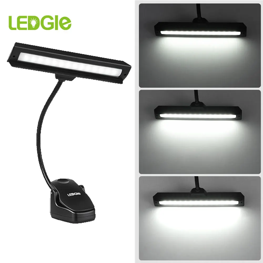 

LEDGLE LED USB Music Stand Light 14LEDs Reading Lights With Clip Lamp Rechargeable Light Table Lamps with Flexible Desk Lantern