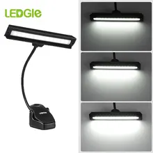 Ledgle recarregável música suporte luz 14leds luz de leitura led usb clipe lâmpadas lâmpada mesa flexível lanterna para presente músico