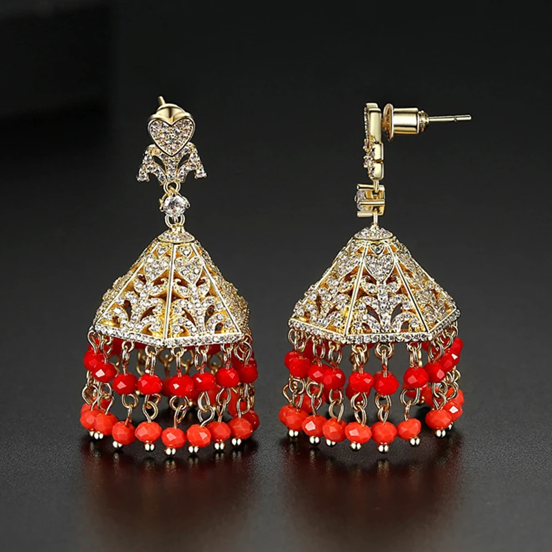 Цыганская Этническая Женская Jhumka маленькое племя колокольчики бусины висячие серьги с кисточками в богемном стиле винтажные женские вечерние свадебные серьги