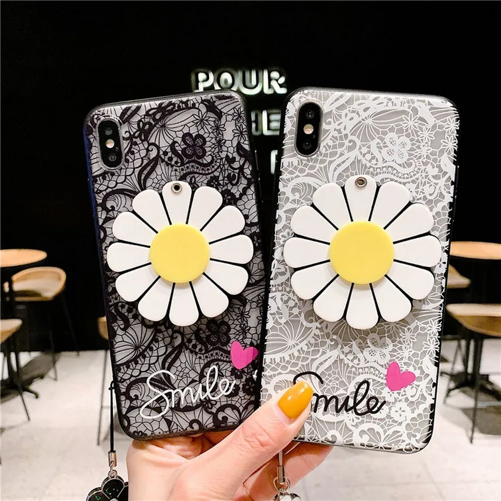 

Little daisy Lace mirror relief soft shell For iPhone 11 Pro Max XR XS Max XS 7 8 plus Phone case
