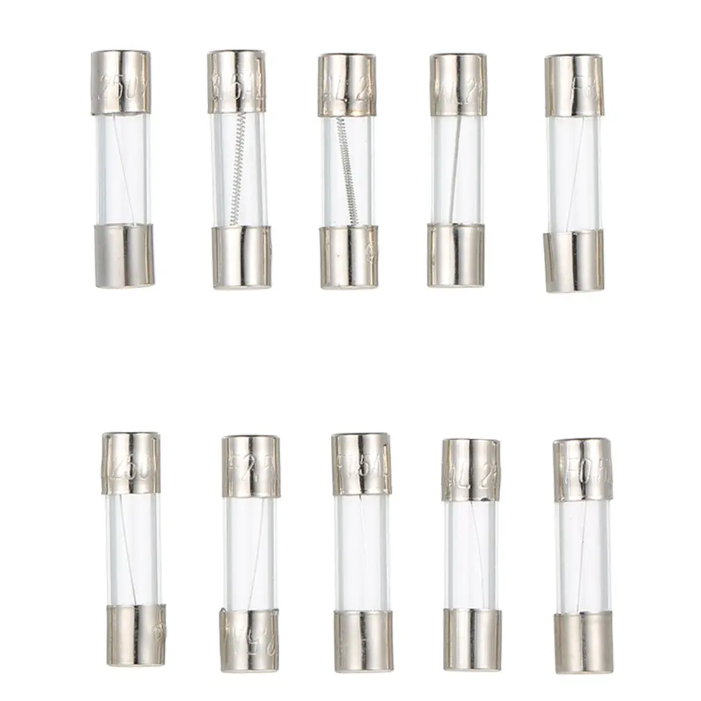 Car Fuses Kit Tube Fuses Glass Fuse Kit 100Pcs Set 5x20mm Quick Blow Car Glass Tube Fuse Assorted Kits Fast-blow Glass Fuses 0.2A 0.5A 1A 2A 3A 5A 8A 10A 15A 20A