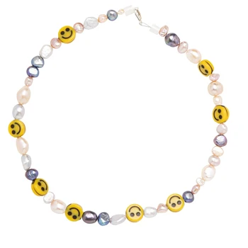 

2020 new choker mix white black sweetwater pearls smilie beads Berlin Smilie Dude TWO Pearl Necklace women