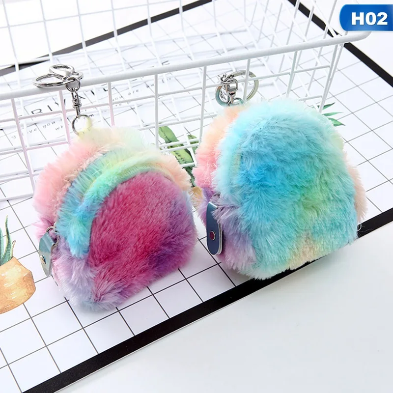 Colorful Plush Coins Purse Plush Wool Cute Shell Bag Small Money Bag Card Holder Keychain Coins Purse Femme Wallet - Цвет: 02