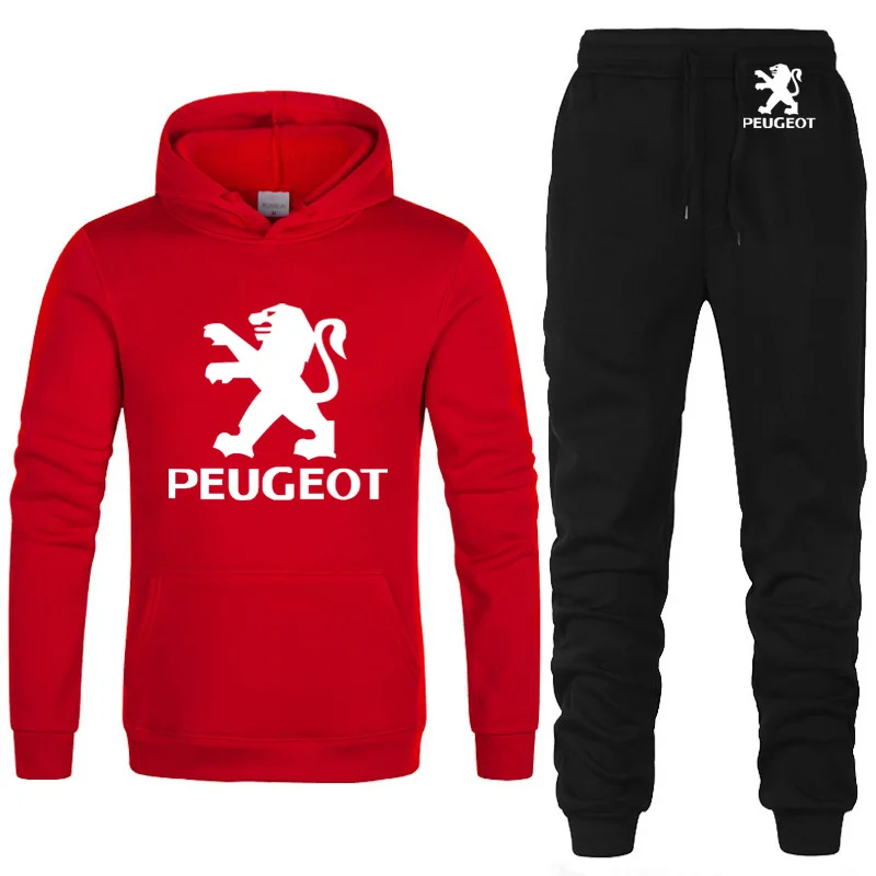 Мужские толстовки с капюшоном с логотипом peugeot, унисекс, модная мужская толстовка с капюшоном в стиле хип-хоп, harajuku, повседневные флисовые худи, штаны, костюм из 2 предметов - Цвет: 807
