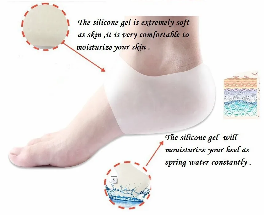 Silicone Gel Heel Protection Socks Relieve Heel Pain Moisturizing Whitening Cover Heel Cup Surpports Foot Care Protector