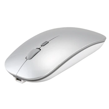 

Rechargeable Wireless Mouse Silent Button USB Mini Optical Ultrathin Mini Mice with Charging Cable for Computer Laptop Silver