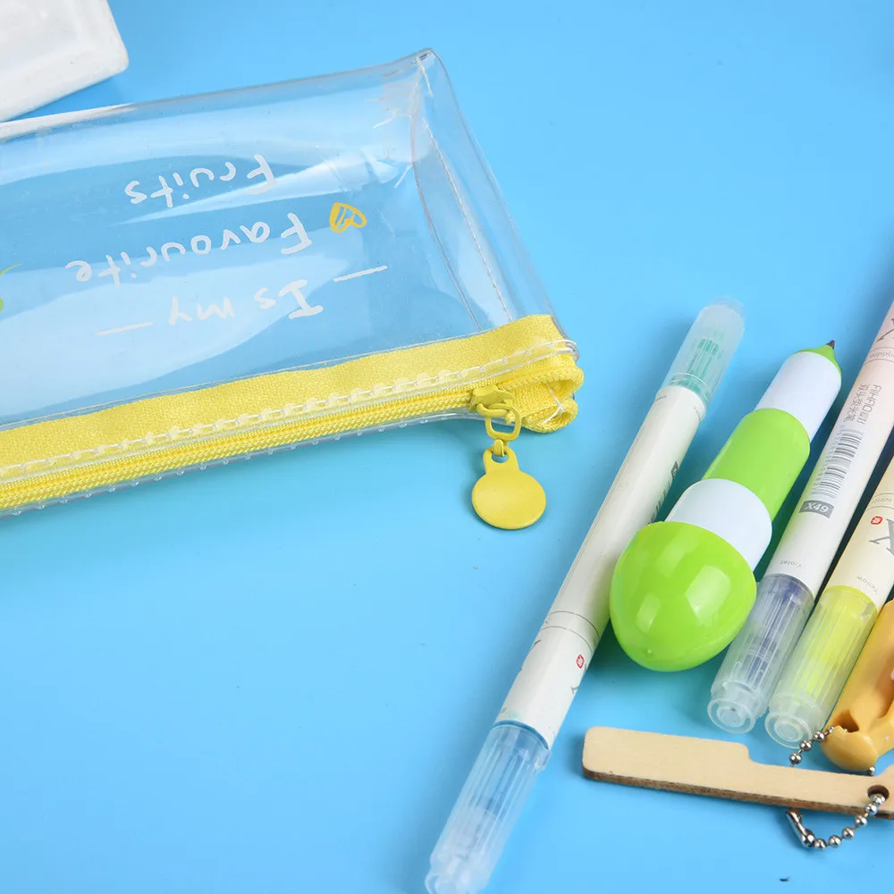 20/ Pencil Bag Transparent Fruit Pencil Pouch Pencil Case Creative Stationery Storage Bag Plumier Scolaire Rangement Pencil Bag