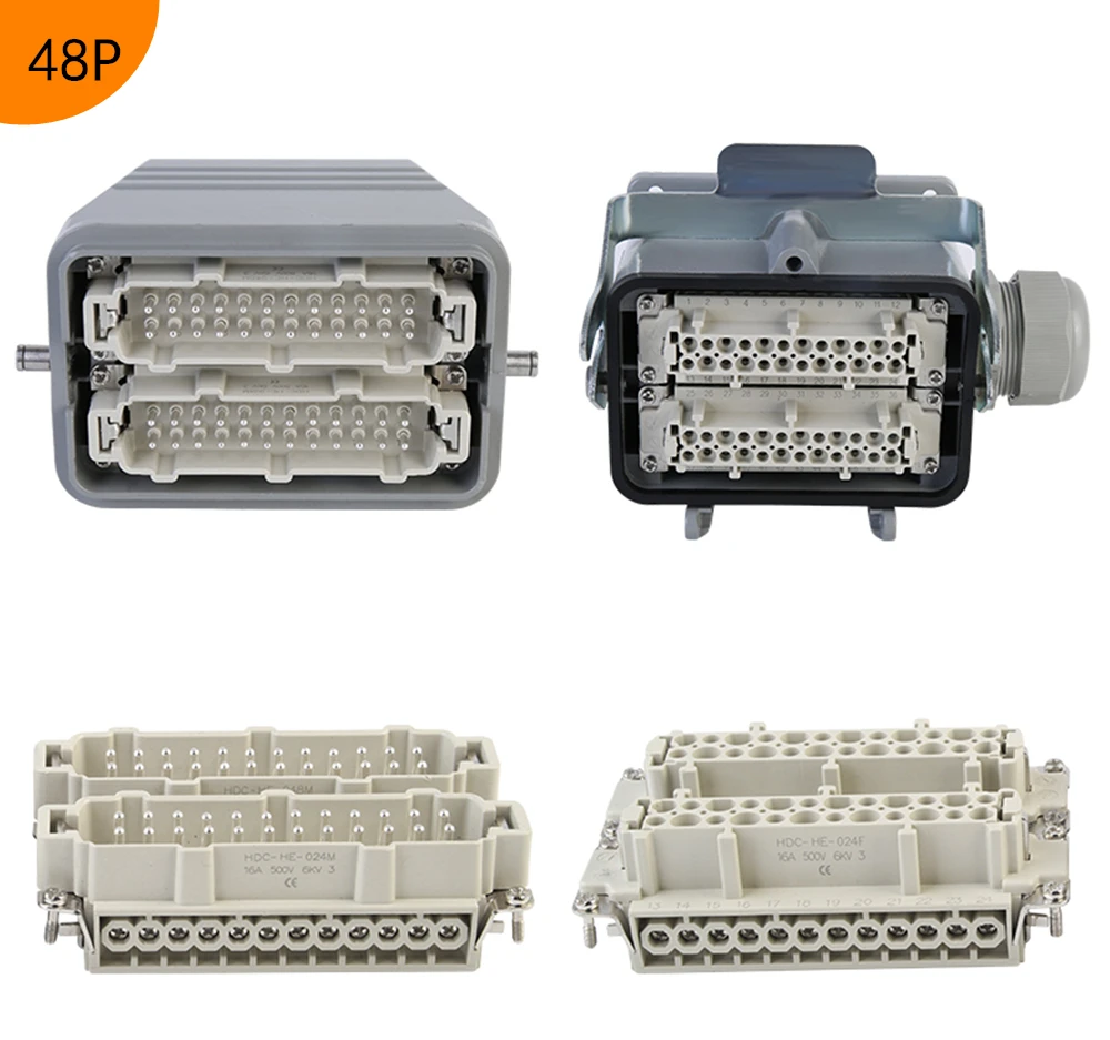 Rechteckiger Hochleistungsstecker mit hoher Basis, 48-polig, Luftfahrt-Industriesteckdose, Strom 16 A, IP65, für Hochstrom – Detail 17