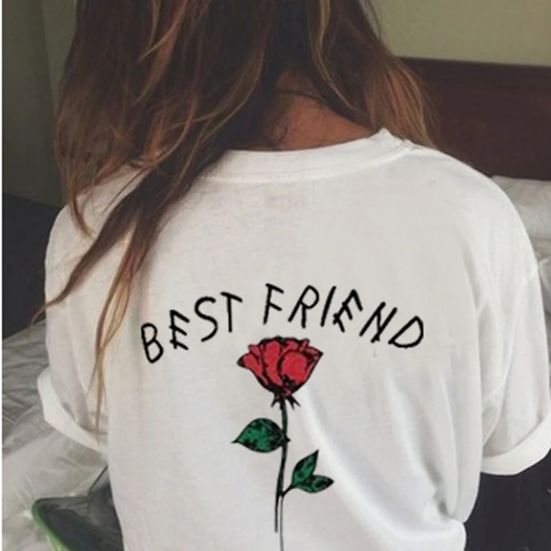 Футболка Best Friends женская летняя футболка с принтом роз и коротким рукавом Sister Bff