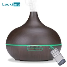 550ml aromaterapi uçucu yağ difüzör ahşap tahıl uzaktan kumanda ultrasonik hava nemlendirici serin Mister 7 renkli LED ışıklar