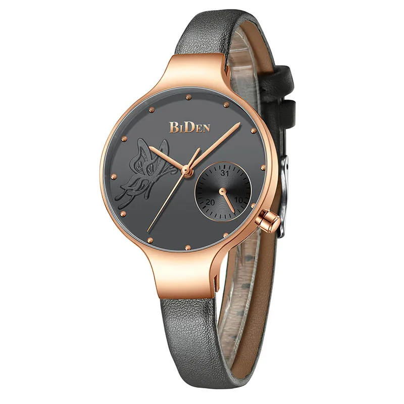 Новые женские часы роскошные часы модные женские кварцевые наручные часы женские кожаные водонепроницаемые часы для влюбленных - Цвет: gray