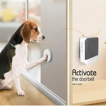 

1 Set of Pet Doorbell Wireless Sensor Dog Bell Practical Press Button Doorbells Doggie Doorbell with Original US Plug White