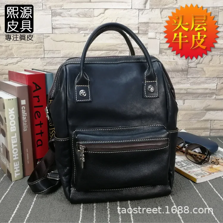

2018 New Style Guangzhou Women's Backpack Women's Leather Bags Full-grain Leather Casual Korean-style Backpack