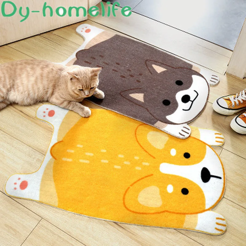 

45 * 75cm Polyester Fiber Mat Cartoon Dog Pattern Household Shop Door Mat Non-Slip Absorbent Wear-Resistant Mat