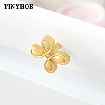 

Four Leaf Clover shape/gold Brass Round Cabinet Door Knobs and Handles Furnitures Cupboard Wardrobe Drawer Pull pink Handles