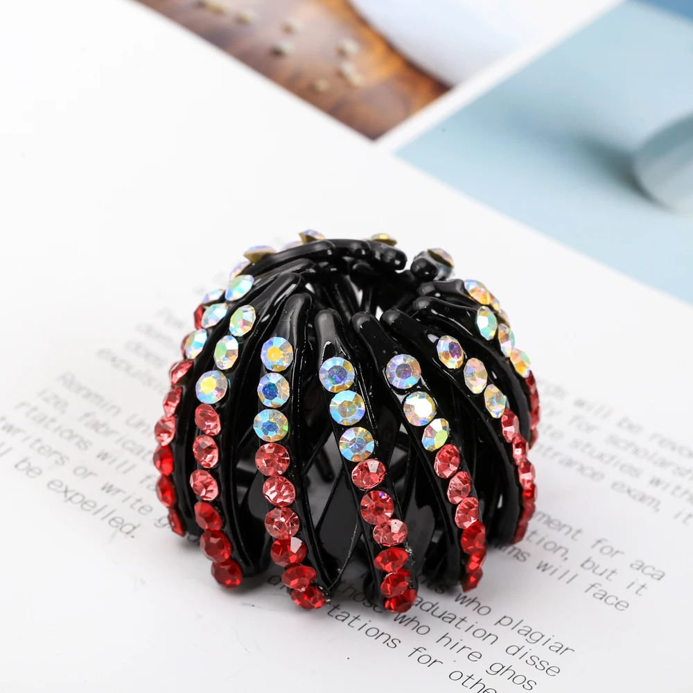 Fashion Women Bun Crystal Hair Claw Horsetail Buckle Hair Clip Bird Nest Expanding Hair Accessories Female Ponytail Headwear hair clips for women