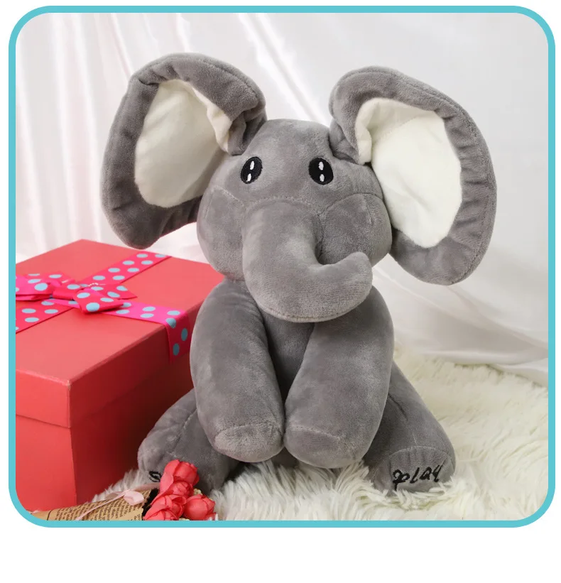 Elephant Peekaboo Will Sing with Music Elephant Cover Eyes Baby Elephant Doll Children Accompanying Toys Plush Toys for Children