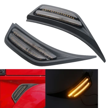 

2 PCS LED Amber Yellow Front Fender Side Marker Light Assembly with Smoke Lens for 2018-2020 Jeep Wrangler JL
