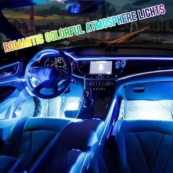 شراءLed سيارة الداخلية المحيطة المزاج ضوء RGB الخلفية App البعيد 3 مللي متر الألياف البصرية السيارات باب مزخرف لوحة القيادة أضواء الغلاف الجوي