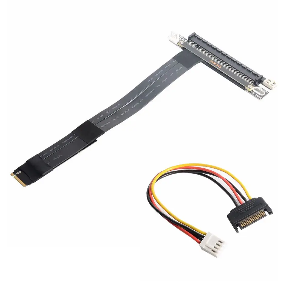 Pci-e 3.0 16x Pcie X16 Extensor para m2 M.2 Nvme M-chave Riser Cartão Extensão Cabo Gen3.0 32gbps com Cabo de Alimentação Sata Cabos de computador e conectores - Imagem 2