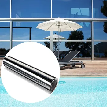 

Top One Way Mirror Window Film Vinyl Self-adhesive Reflective Solar film Privacy Window Tint for Home Blue Sliver Glass Stickers