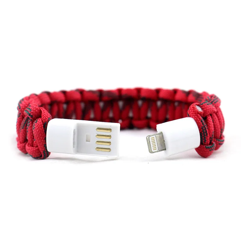 Для IPhone USB мужские браслеты Веревка для зонтика браслет передачи данных кабель