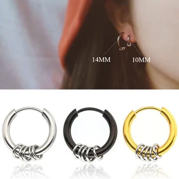

1 PC Piercing Stainless Steel Stud Earrings Circle Pendant Small Hoop Punk Ring Earring Ear Jewelry Christmas Gifts