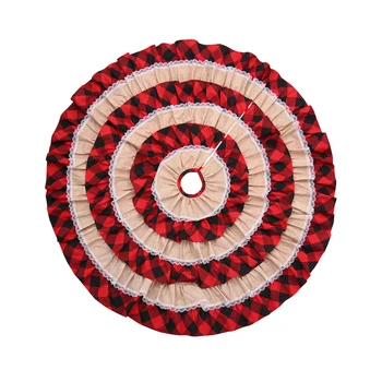 

Christmas Tree Skirt 6 Layers Ruffled Burlap Xmas Tree Skirt Tartan Christmas Tree Mat for Xmas Holiday Ornaments Party Props