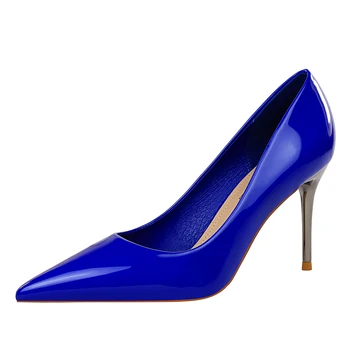 

Fashion Sexy Big Size Thin Stiletto High Heel Pumps Women Shoes Patent Leather Black White Red Nude Ladies Work Shoes G0286