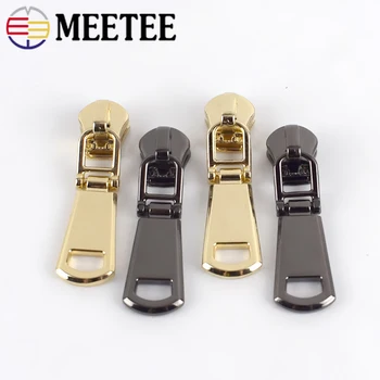 

Meetee 5# Spring Lock Zipper Sliders for Metal Zippers Wallet Purse Zipper Head Zip Repair Kits DIY Sewing Accessories