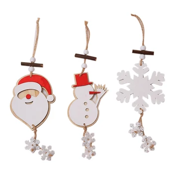 

3Pce/Lot/Wooden Twine Santa Snowman Snowflake Christmas Tree Small Pendant/Home Decor/DIY House/Christmas Tree Pendant