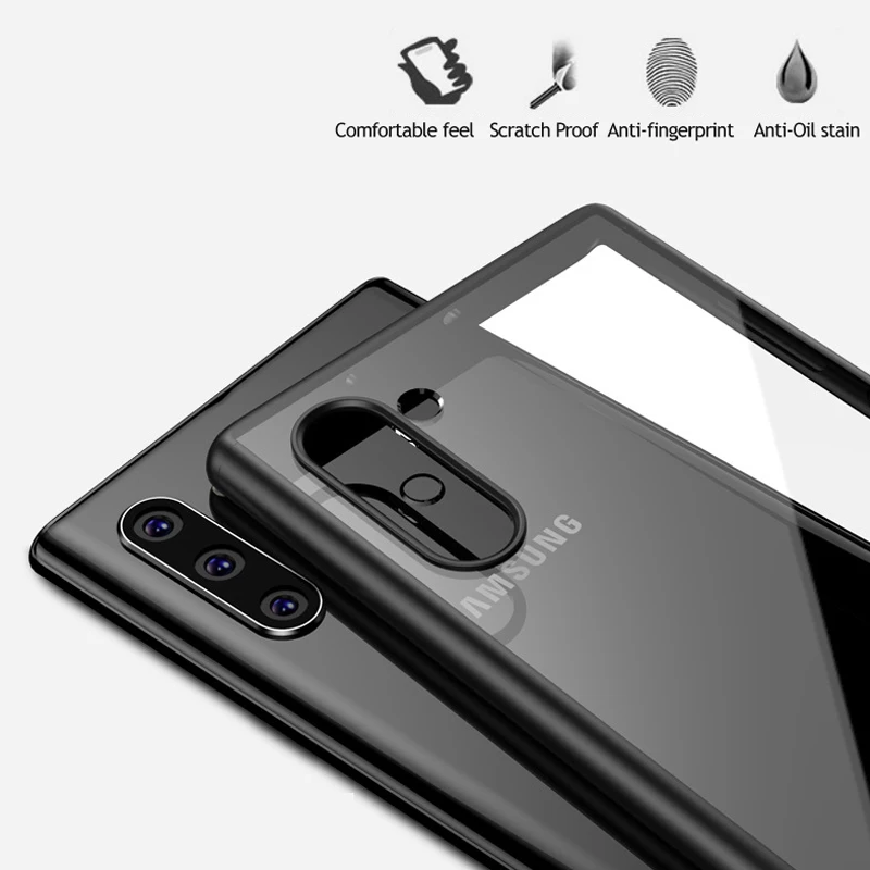 Чехол Alxun для Samsung Note10 Plus прозрачная задняя крышка телефона из ТПУ и поликарбоната