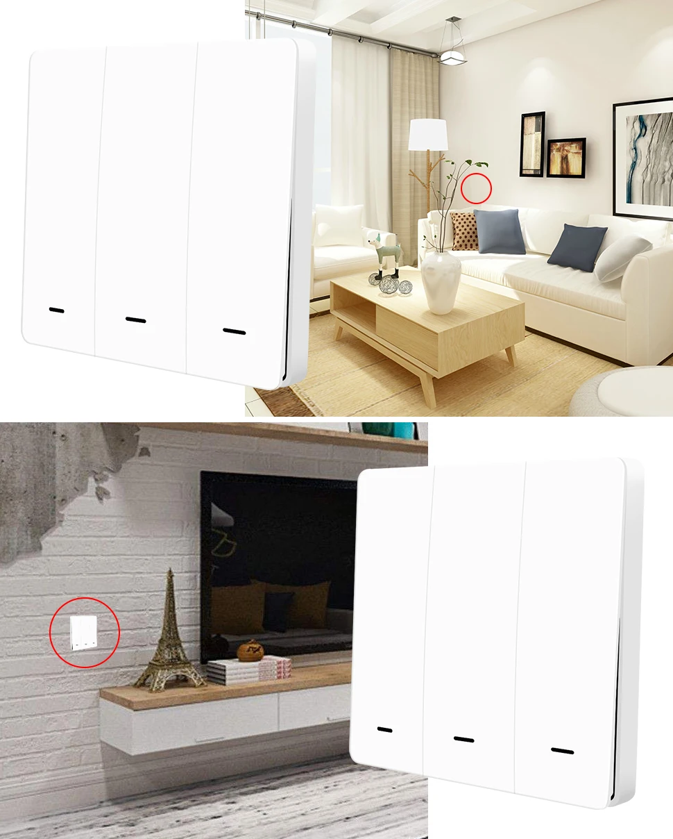 Tuya Zigbee настенный кнопочный переключатель Alexa Google Домашний Светильник без нейтрального провода физические переключатели