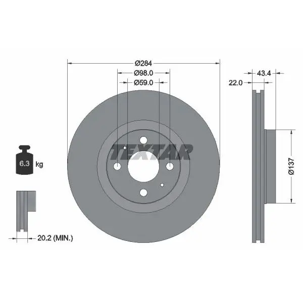 Диск тормозной передний Alfa Romeo 155, Fiat Croma 2.0T/2.5TDi 9