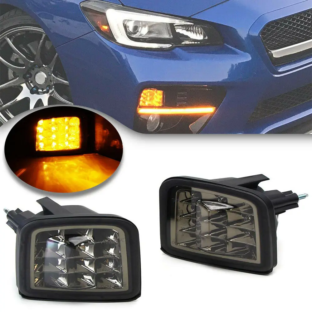 Smoke Lens Amber Color Led Front Turn Signal Lamp For 1518 Subaru Wrx