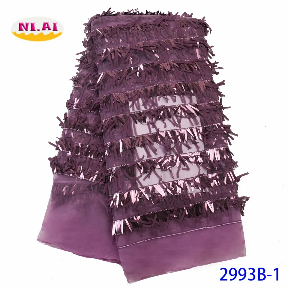 NIAI Sequins Style African Lace Fabric High Quality Lace French Lace Fabric Nigerian Tulle Sewing Evening Dress XY2993B-2