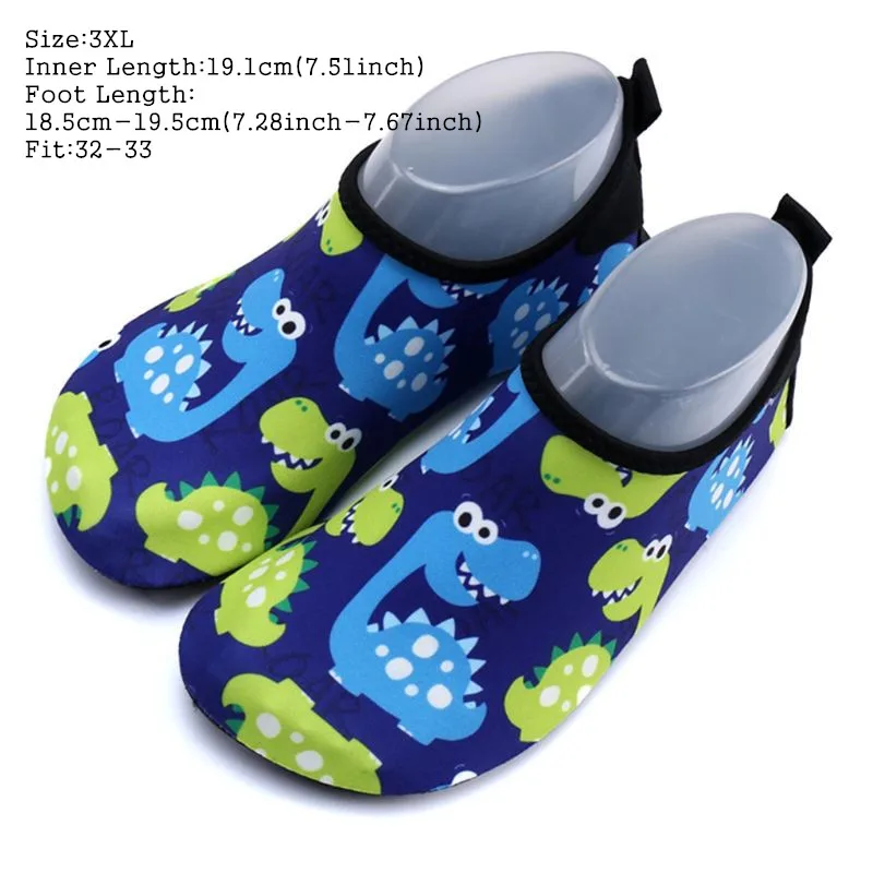 Toddler Kids Swim Water Shoes Cute Cartoon Dinosaur Monster Print Non-Slip Rubber Sole Quick Dry Barefoot Aqua Beach Pool Socks - Цвет: 3--3XL