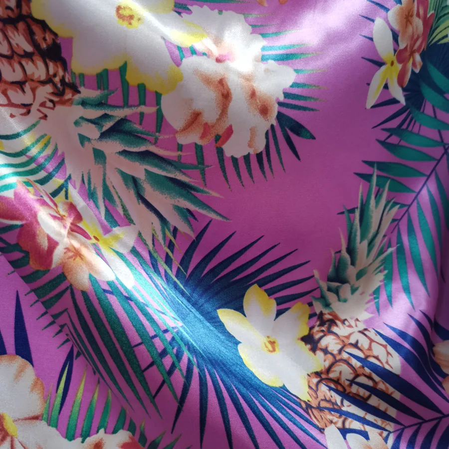 Гавайские цветочные принты, сатиновые, мягкие, для шитья, сатиновые, тильда, ткань для шарфа, шелковистые, с принтом, сделай сам, для шитья, ленты, ткани