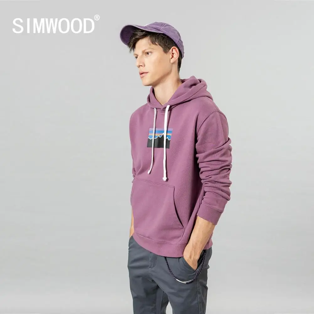 Мужская толстовка с капюшоном SIMWOOD антистатическая из 100% хлопка принтом свитшот