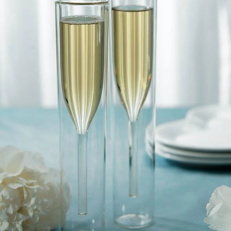 

2020 Champagne Glass Double Wall Glasses Flutes Goblet Bubble Wine Tulip Cocktail Wedding Party Cup Toast Bodum Thule Copo