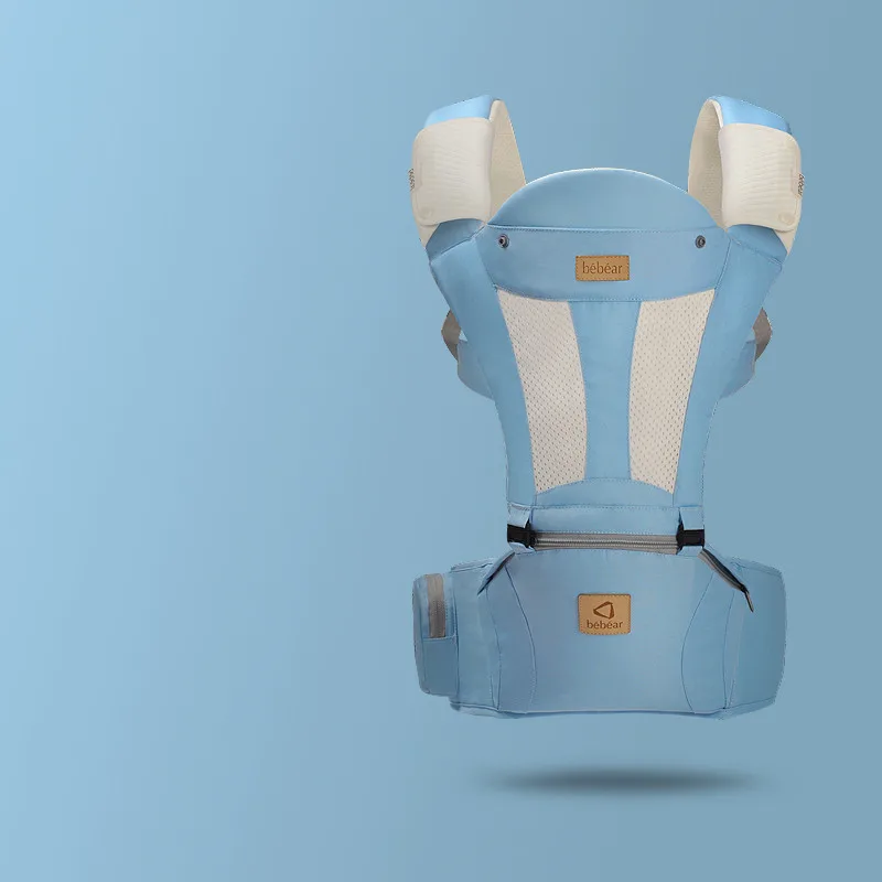 Light Blue Bebear Baby Carrier Z02 0-30 месяцев, Удобный слинг для младенцев, рюкзак, Hip Seat слинги для младенцев, эргономичный Детский пояс - Цвет: Light Blue