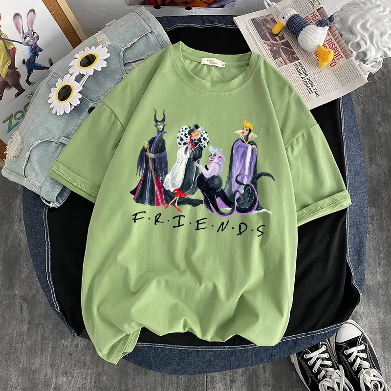 Disney Y2k Anime Villain Bad Girl Kawaii Summer Clothes For Women Graphic T-shirts Harajuku Korean Fashion Plus Size t shirt white t shirt for men