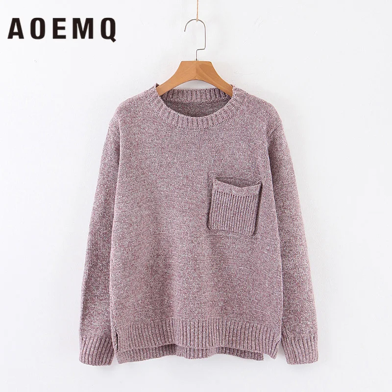 

AOEMQ Fashion Sweaters Solid Dark Color Pullovers Loose Long Sleeve with Pockets Sweaters Winter Christmas Pullovers Clothing