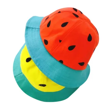 

2020 New Summer Baby Kids Boys Girls Cotton Cute Cartoon Watermelon Cap Toddler Spring Bucket Hat Sun Cap Unisex