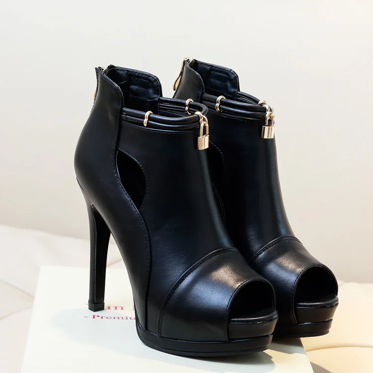Женская обувь летние классические женские черные туфли с открытым носком, на высоком тонком каблуке 10 см, на платформе 3 см, с молнией сзади повседневные женские туфли-лодочки
