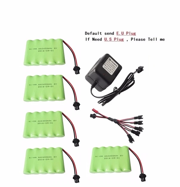 Silver SM Plug) Ni-MH 6v 2400mah батарея+ USB зарядное устройство для Rc игрушки автомобили танки грузовики роботы лодки пистолеты AA 6v перезаряжаемый аккумулятор - Цвет: Silver