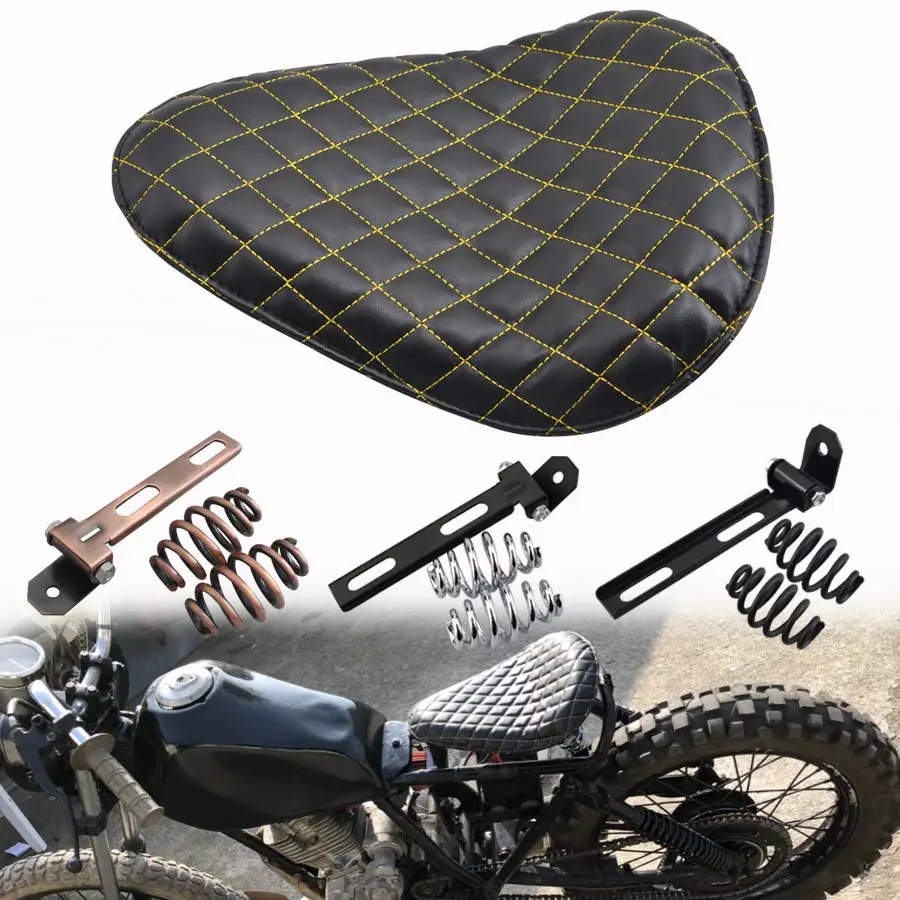 

Universal Motorcycle PU Leather Solo Driver Seat with Spring For Harley Honda Yamaha Kawasaki Suzuki Sportster Bobber Chopper